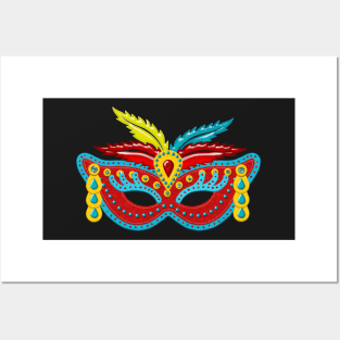 Mardi Gras Mask | Red Mask Felt Look | Beads by Cherie's Art(c)2020 Posters and Art